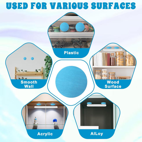 Josojoou 20Pcs Under Cabinet Lights Magnetic Stickys, Replacement Magnetic Strips with Adhesive Backing, Lighting