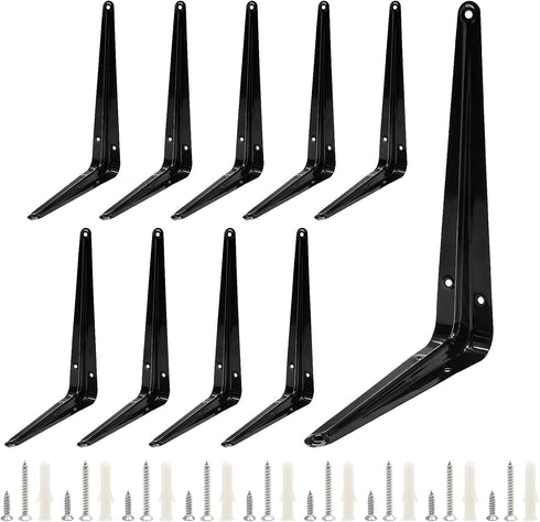 Uenhoy 10 Pack Shelf Brackets 8 Inch Heavy Duty Metal Floating Shelf Brackets,