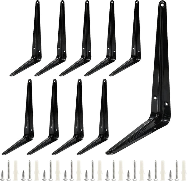 Uenhoy 10 Pack Shelf Brackets 8 Inch Heavy Duty Metal Floating Shelf Brackets,