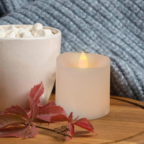 3x3 Flickering Flameless Candles, Set of 1, 3 Inch Real Wax LED 600 Hours Battery Candles with Timer Remote for