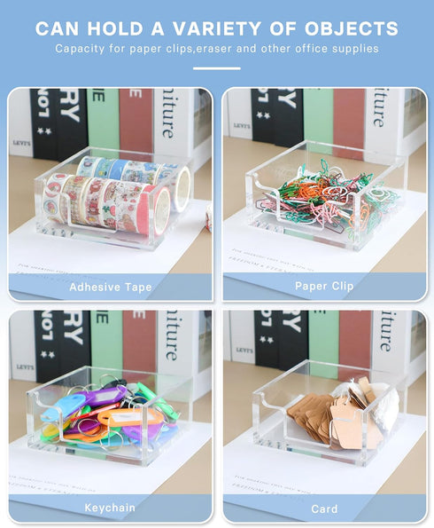 Clear Acrylic Sticky Note Holder, Notepad Storage Dispenser for 3 x 3 Inches Sticky Notes, Desk Organizer