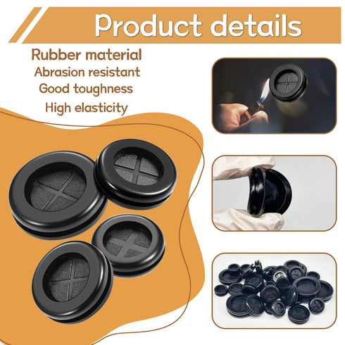 6PCS 1-3/4 Grommet DD040-1-3/4 Rubber for Wiring Firewall Hole Plugs Wire Protection
