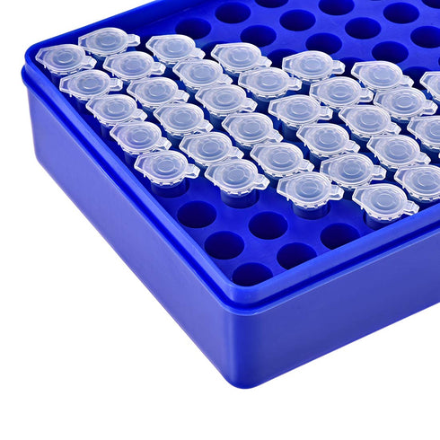 uxcell Storage Box, Centrifuge Tube Rack for 1.5ml Microcentrifuge Tubes, 96-Well Polypropylene Holder, 11.5mm Hole Dia