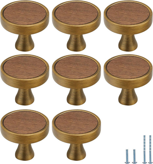 8 pcs Bronze Walnut Round Drawer knob Zinc Alloy Base pulls Cabinet