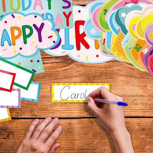Fancy Land Happy Birthday Bulletin Board Set, Sweet Bright Color Cupcake Classroom Decoration 78 Pieces