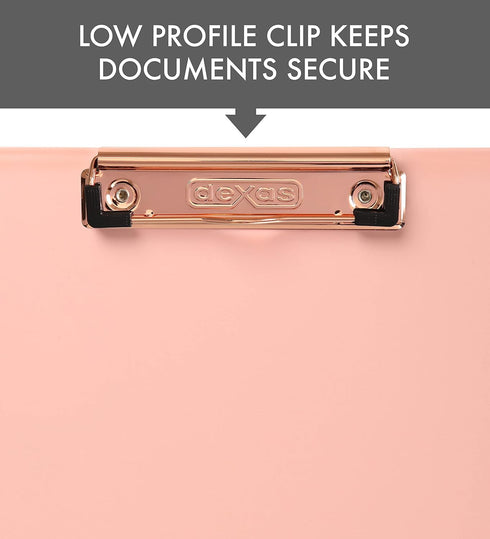 Dexas Slimcase 2 Storage Clipboard, Blush Pink with Rose Gold Clip, A4 Holder, Office Supplies, Stylish Functionality,