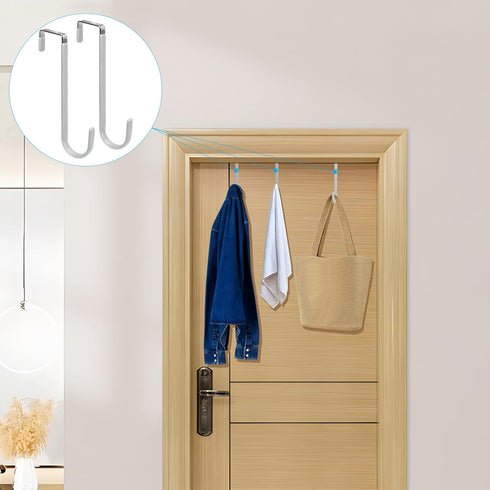 FYY Over The Door Hooks, 4 Pack Upgraded Long Hangers with Rubber, Heavy Duty Organizer for Clothes, Towels