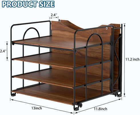 LUCYCAZ File Organizer for Desk, 4 Tier Wood Desk Organizer for Hanging File Folders, Desktop File Organizer for Office