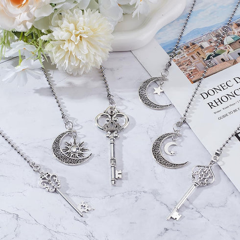 6 12" 6 PLIGREAT Pcs Ceiling Fan Pull Chain Extenders, Moon Star Ceiling Fan Extension Key Pull Chain Pendant