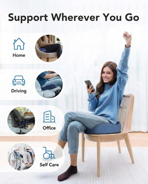 Tailbone 4-Zone HUANUO Ergonomic Seat Cushion for Office Chair, Extra Large Car Seat Cushion, and Back Support, Cooling