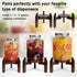 8"11.2" 5 Drink Dispenser Stand Adjustable Width for Gallon Water Jug & Beverage Jar, Sturdy Walnut Wood Holder