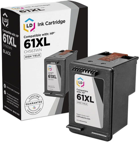 LD Products Remanufactured Ink Cartridge Replacement for HP 61XL CH563WN High Yield (Black)