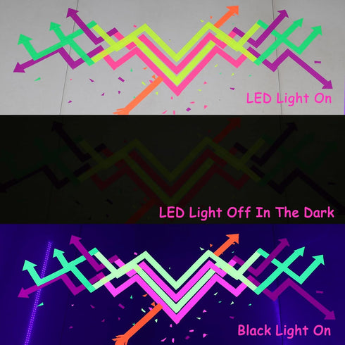 UV Blacklight Reactive Fluorescent Cloth/Neon Gaffer Tape, Super Bright Spike Tape for Glow Party Supplies