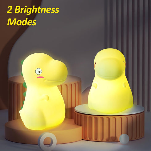 7 Dinosaur Night Light for Kids, Cute Silicone Night Light, Adjustable Color Breathing Dinosaur Lamp, Rechargeable USB