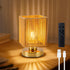 6000mah 3 Dimming Bulb Rattan Table Lamp, Battery Operated Table Lamp, Boho Small Desk Lamp, Brightness for Bedroom
