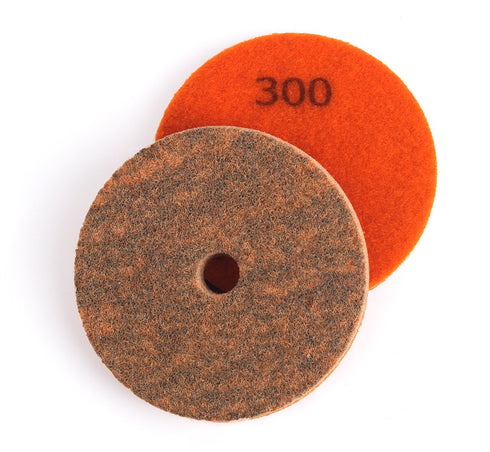 4 Inch Sponge Fiber Polishing Pads, 300 Grit Buffing Wheels for Marble and Granite Stone