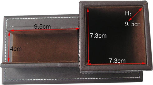 KINGFOM PU Leather Desk Organizer, Pencil Holder with Business Cards Stand, School Office Supplies Caddy - Brown