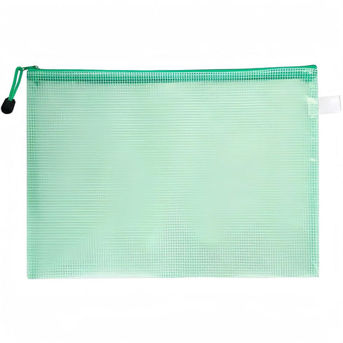 B5 Plastic Wallets Zip Lock Bags, Mesh Document Wallet for School, Office, Travel Storage - Green
