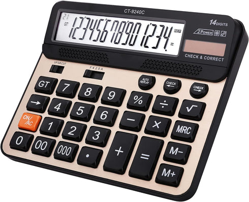 Philley Large Button Calculator, 14 Digits Desktop Check&Correct Electronic Calculator with Large LCD Display