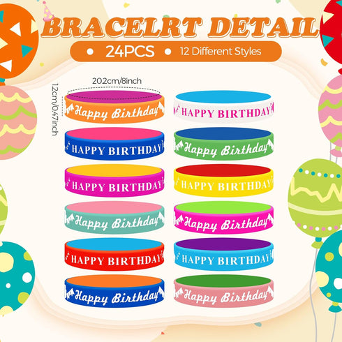 Sabary 48 Pcs Happy Birthday Pencils and Rubber Bracelets Set, Birthday Party Favors