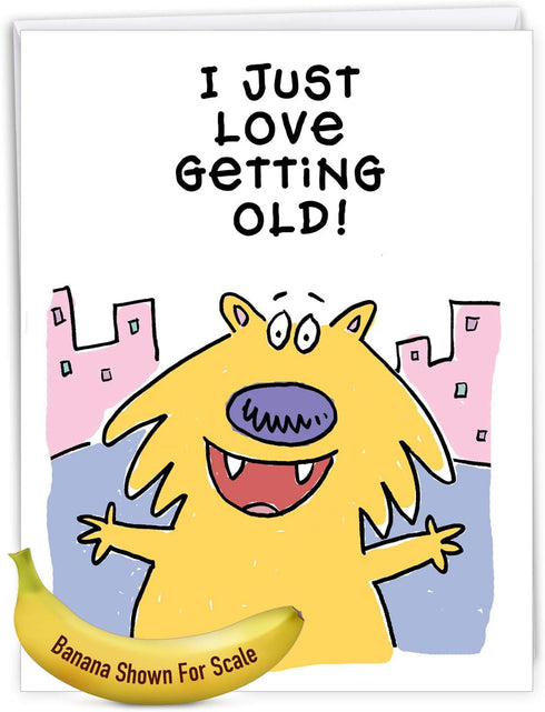 NobleWorks - 1 Cartoon Jumbo Birthday Card (8.5 x 11 Inch), Funny Bday Notecard, Comic Humor