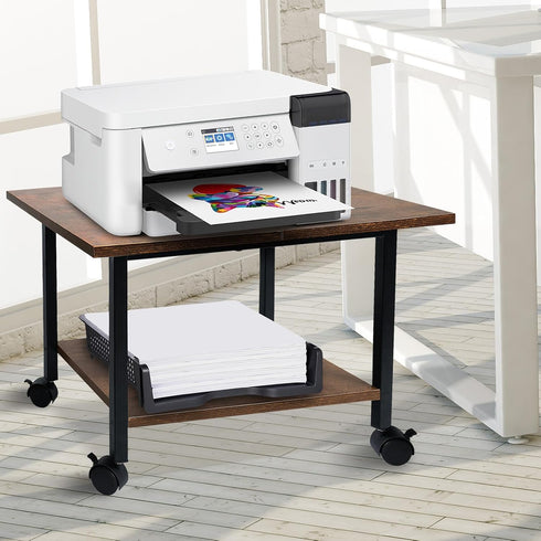 storenization Printer Stand with Storage Shelf, Small Printer Stand for Desk Office Home,