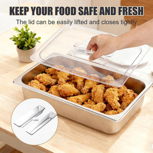 6-Pack 1/2 12.8x10.4'' Commercial Size Polycarbonate Food Pan Lids with Handle, Clear Steam Table Hotel Pan Cover