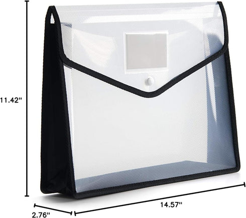 FANWU Plastic File Folder, Poly Envelope, Expanding Document Folder with Snap Button Closure, Legal Size
