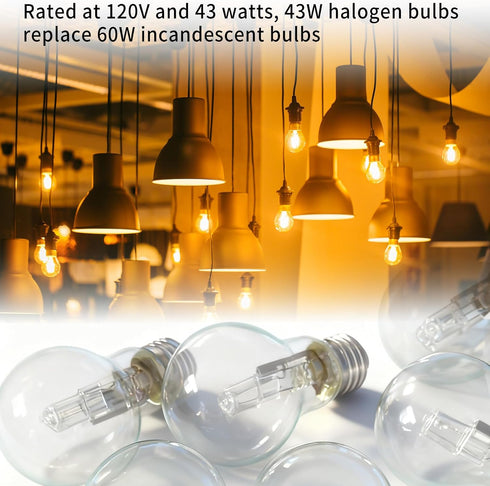 DZQPPC 043168787963 78796 Bulbs 43 120V A19 E26 6-Pack Halogen Light Watt Types Thread for Types in Table Lamps