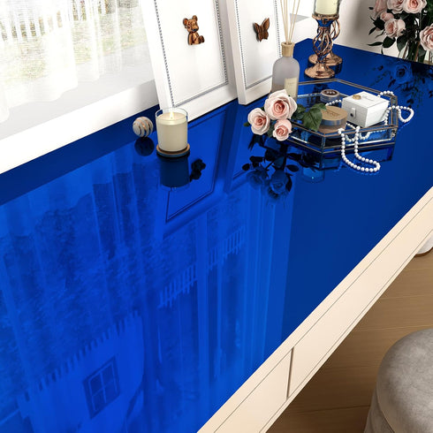 WESTICK Blue Mirror Sticker Sheet - Self Adhesive Peel and Stick Wallpaper for Kitchen Cabinets and Countertops