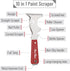 Bates Paint Scraper, 10 in 1 Painters Tool, Red Paint Scrapers for Wood, Putty Knife, Metal Scraper