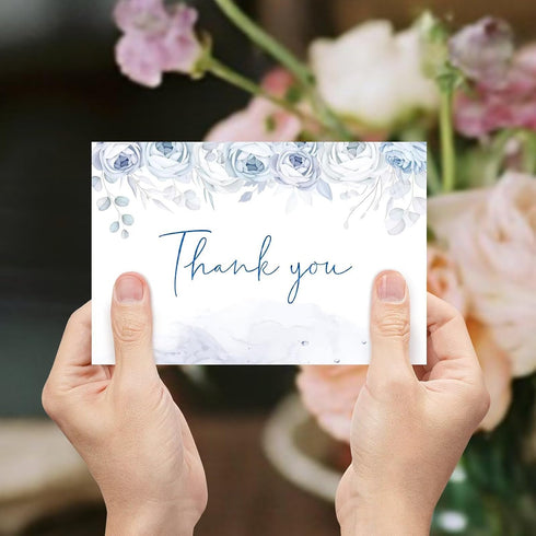Oaken Leaford 48 Pack 6 Pre-Folded Floral Thank You Cards with Envelopes & Stickers, Elegant Designs for Wedding, Baby