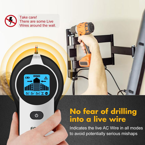 Stud Finder Wall Scanner: 5 in 1 Upgraded Electronic Scanner with Battery for Wood, Metal, AC Wire