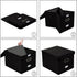 PRANDOM File Organizer Box - Set of 2 Collapsible Decorative Linen Storage with Lids for Office Cabinet (Black)