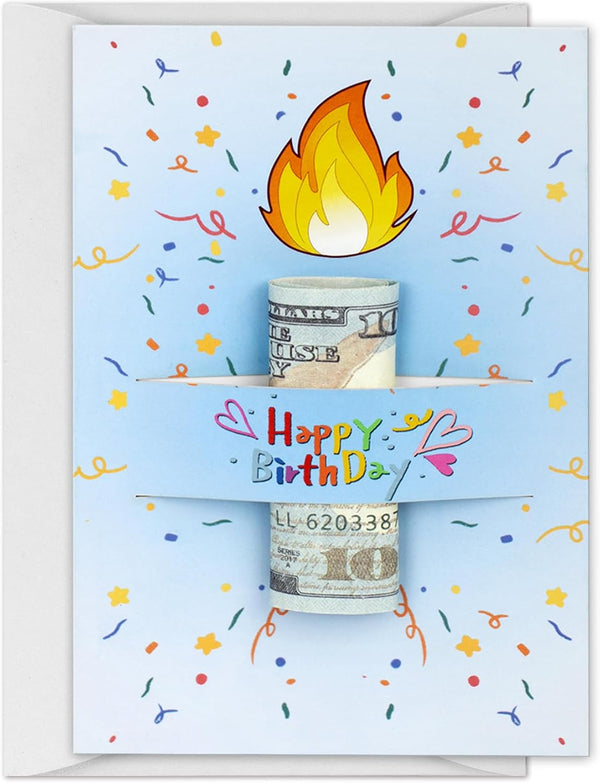 Unique Gold Foil Candle Birthday Card, DIY Assemble Money Holder Greeting Card
