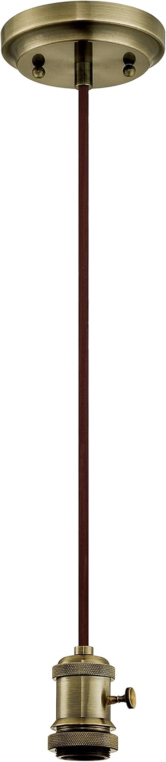 Westinghouse 6103100 One-Light Adjustable Vintage Mini Pendant with Turn Knob, Antique Brass