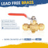 1/2 Inch Push-fit Drop Ear Ball Valve with Drain, Full Port Brass Shut off Ball Valve, Pack of 2 for Copper, PEX, CPVC