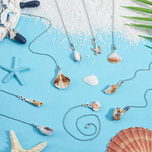 9Pcs 9 Summer CRASPIRE Sea Shell Ceiling Fan Pull Chain Style Acrylic Ocean Beach Seashell Marine Hanging Boho Pendant