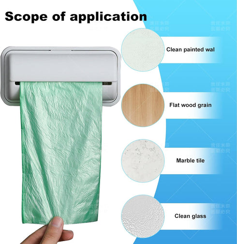 AqusilAir Set 2 Wall-Mounted Trash Bag Dispenser for Small Garbage Bags Adhesive PVC Storage Box for Bathroom, Kitchen
