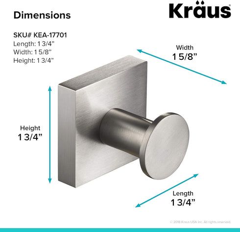 Kraus Ventus Bathroom Robe and Towel Hook, Brushed Nickel Finish, KEA-17701BN by Kraus