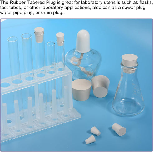 MECCANIXITY 15 Pieces Rubber Tapered Plug, 15mm to 21mm Solid Test Tubes Bungs Stopper White