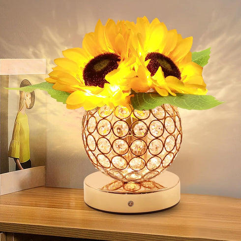 Birthday Gifts for Women,Sunflower Flower Touch Lamp,Rechargeable Cordless 3-Colour Dimming Night Light