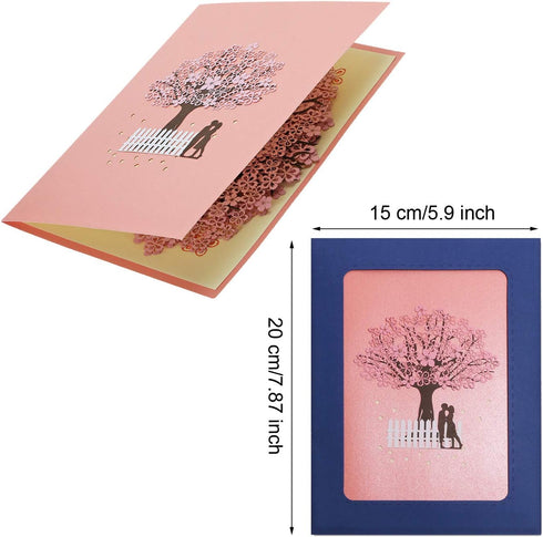 PENTA ANGEL Handmade Cherry Blossom 3D Pop Up Card for Romantic Love Letter, Wedding, Birthday Gift