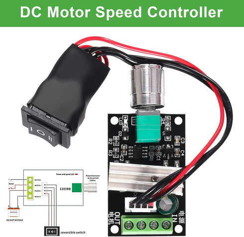 4PCS DC PWM Motor Speed Controller, Adjustable 6V 12V 24V 28V 3A 80W with Reversible Switch