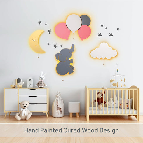 17.7 11.2 1.5-in Lumipets Lighted Balloons, Nursery Night Light, Wall Mounted Lighted, Battery Operated Cloud Light