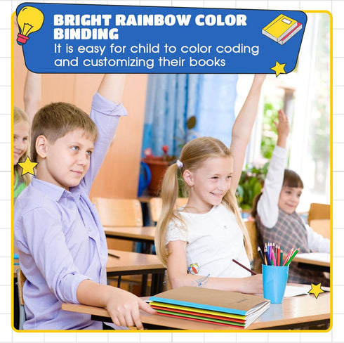 Henoyso 20 Pcs Primary Composition Notebook for Kids - 9.75 x 7.5 Inch, 60 Pages, Bright Color