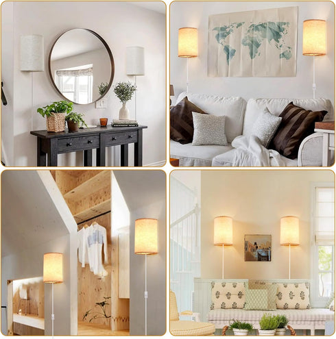 3 Set Plug in Wall Sconce, Colors Wall Sconces of Two, Industrial Plug in Wall Light, Wall Sconce Lighting On/Off