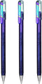 Pentel Hybrid Dual Metallic Liquid Gel Rollerball Pens, K110, Violet & Metallic Blue Ink, Pack of 3