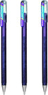 Pentel Hybrid Dual Metallic Liquid Gel Rollerball Pens, K110, Violet & Metallic Blue Ink, Pack of 3