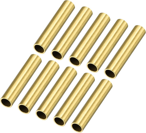 Brass Tube (6mm OD x 0.5mm Wall x 30mm L) 10Pcs, Craft Tubing for Home Decoration and DIY Handicraft